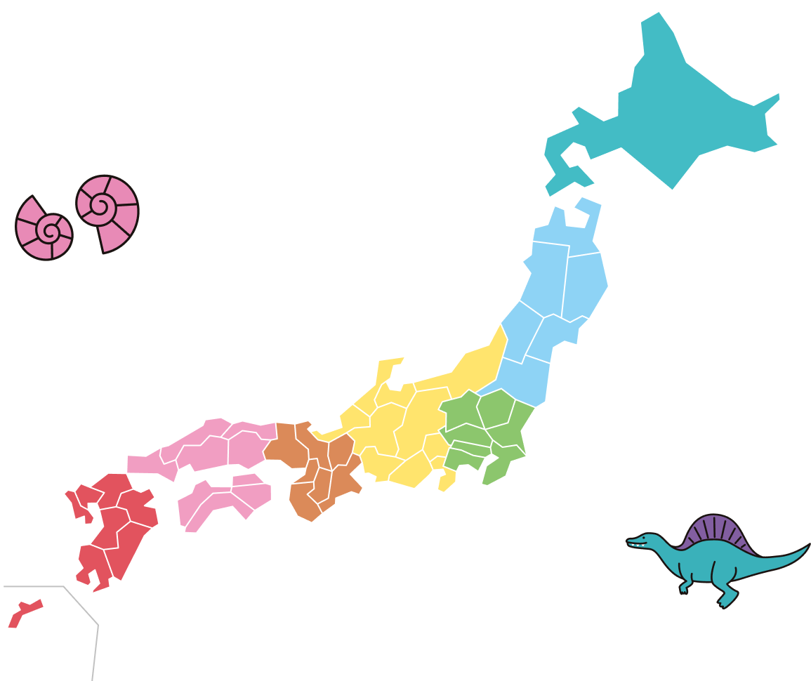 日本地図です。各地域をクリックすると、地域の博物館情報ページへジャンプします。